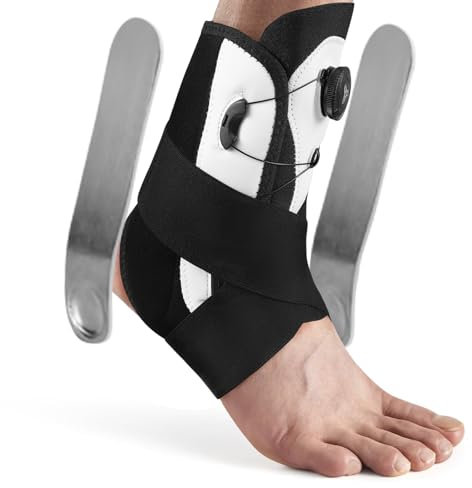 Strixorn Sprunggelenkbandage Rechts Links mit Praktischem Drehknopf und Abnehmbarer Stütze, Speziell für Bänderriss, Arthritis und Sportverletzungen entwickelt - S