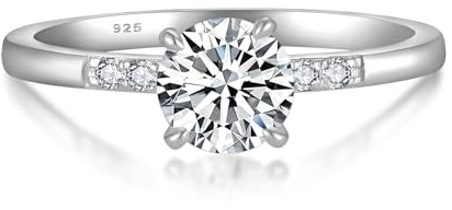 YL Anello di Fidanzamento con Moissanite 0,8 Carato VVS1 D Colore Anelli con Promessa per Donna Lei in Argento 925 per Anniversario（Taglia 18）