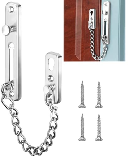 Security Door Chains for Front Door, Front Door Chain Lock, Stainless Steel Internal Doors Chain, Safety Chains Lock with 4 Screws, Security for Home, Hotel