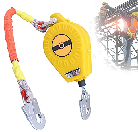 Lanière rétractable anti-chute – Double verrouillage auto-rétractable avec crochet robuste pour une sécurité ultime dans les travaux de toiture et de construction
