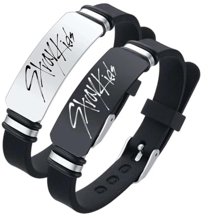 GHPKOTW Lot De 2 Bracelets Kpop Stray Kids En Silicone, Bijoux À Breloques Pour Cadeaux, Acier Inoxydable, Article De Fan, Cadeau Pour Stay, Accessoires Stray Kids