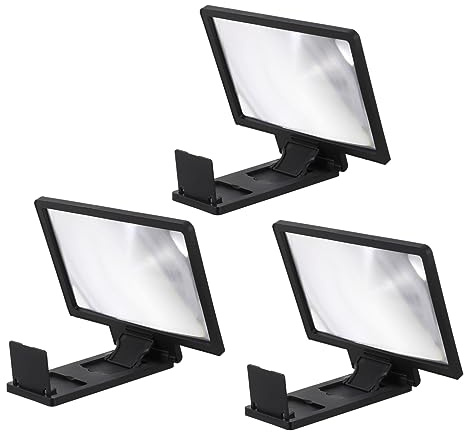 Balacoo 3 PCS Cellphone Screen Magnifier with Stand HD Phone Screen Enlarger for Movies Videos and Reading Compatible with All Smartphones for Elderly and Eye Protection