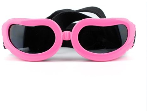 Hundglasögon, retro hundglasögon hundglasögon för små raser, hundsolglasögon, ögonskyddsglasögon hundar ridning utomhus, transparenta (rosa)