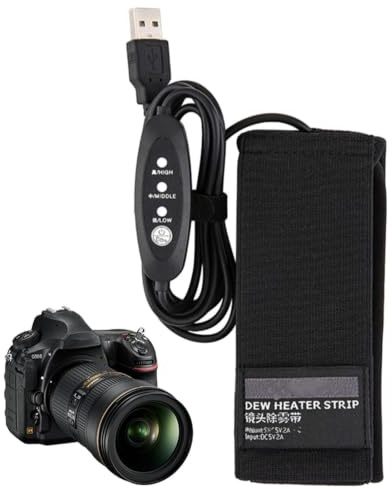 Lens Dew Heater - USB-teleskopvärmare, justerbar värmelist, anti | dimkamera | Lösning för kallt väder Bärbar 3-nivå temperaturkontroll för astrofotografering Night Sky Imaging Pro Kit