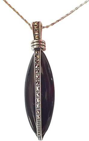 Dakota House Halskette 925 Silber Onyx Markasiten Roaring Twenties