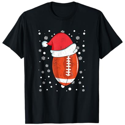 American Football Weihnachtsmannmütze Sport Weihnachten PJs Xmas Pyjama T-Shirt