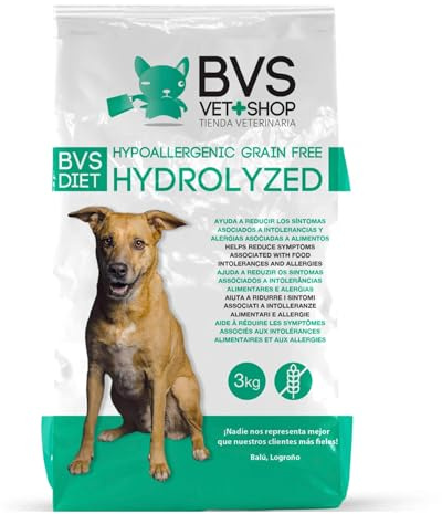 BVS Vet Shop | Diet Hydrolyzed Hypoallergenic Grain Free para Perros | para síntomas de intolerancias y alergias asociadas a Alimentos | Razas Medianas y Grandes | 3 kg