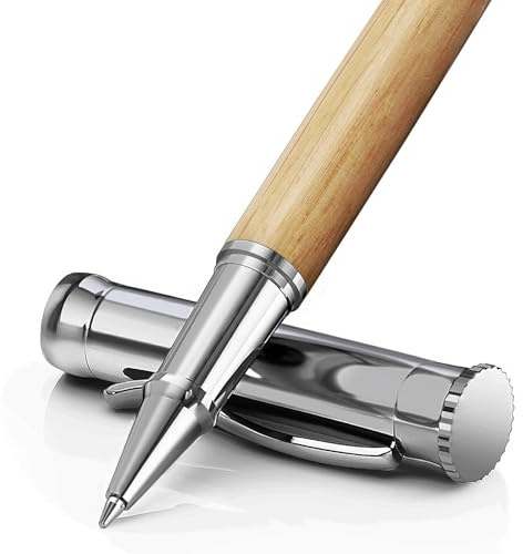 WEMATE Lot de stylos roller en bois, 2 recharges d'encre (1 noire et 1 bleue),stylo d'écriture fantaisie, joli cadeau de bureau pour homme, professionnel et dirigeant, stylo en bois cool pour journal