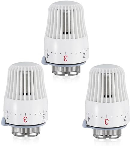 Forhome Thermostatkopf, 3 Stück Heizkörperventil M30 x 1,5, Heizkörperthermostat, Heizungsthermostat Ersatzkopf, Heizungsregler Thermostatventil für Büro Haus (Weiß)