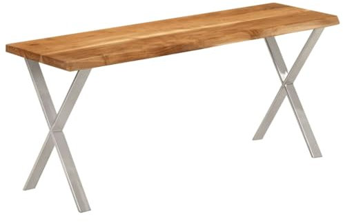 vidaXL Banc avec Bord Vivant, Siège à Manger avec Pieds, Meuble de Cuisine Salon Salle de Séjour Couloir Maison, Bois d'Acacia Massif
