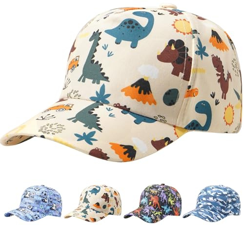 MESU Children's Cute Cartoon Baseball Cap Summer Sun Hat for Boys Gilrs Beige Dinosaurs