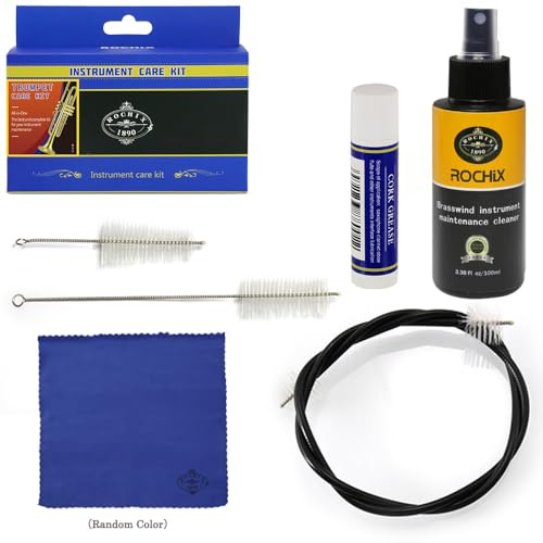 Trumpet/Cornet Care Cleaning Kit,Maintenance Kit,Brass Instruments Maintenance Cleaner,Flexible Brush,Valve Brush,Mouthpiece Brush,Cork Grease,Cleaning Cloth and More