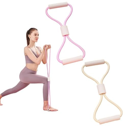 Dreamil 2 bandas de resistencia en 8 formas con asas, bandas de fitness y expansores de pecho de 8 palabras, ejercicios, yoga, gimnasio, fitness, estiramiento de brazos y hombros.