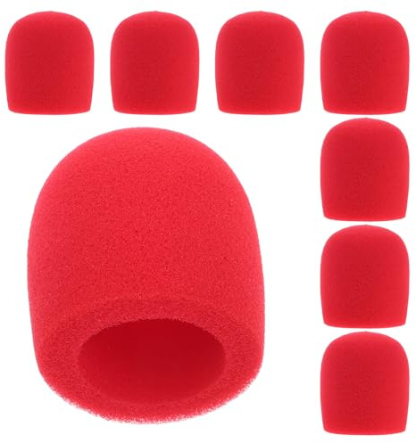 NOLITOY Copertura Microfono Protezione Antivento e Anti Spruzzo 8 Pezzi in Schiuma Rosso per Microfoni Portatili per Registrazione Casalinga e Discorsi
