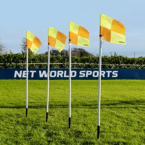FORZA Soccer Corner Flags - Set of 4 Spring Loaded Corner Flags - Soccer Field Equipment