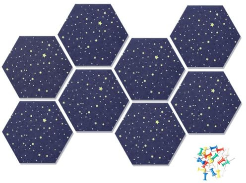 HyFanStr Felt Pin Board Wall Bulletin Board, Hexagon DIY Memo Board Notice Board with 20 Push Pins, Decorative Cork Board for Office Bedrooms | Decorative Notice Boards for Home, Bulletin Board for Home, Office, Classroom, Dorm Decor, Vision boards include 20 push pins