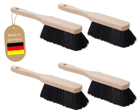 Novaliv Set di 4 spazzole in plastica, colore nero, scopa in legno, setole morbide, adatte per scopa da campeggio, scopa a mano, scopa per auto, scopa a mano, scopa in legno