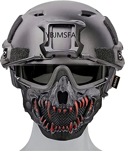Casco táctico Airsoft Fast tipo PJ y media máscara plegable de calavera/3 colores, para paintball, militar, al aire libre, juego CS