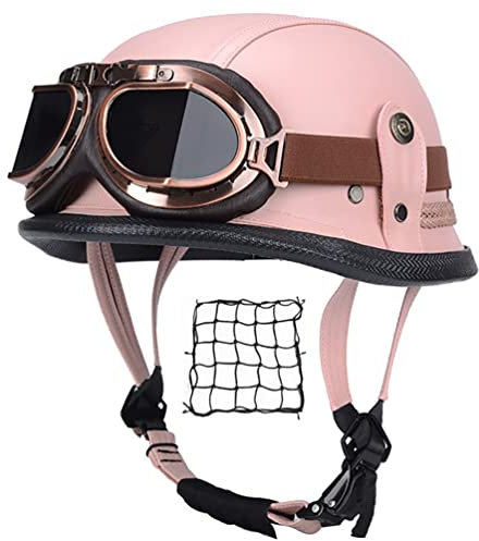 Smilfree Halbschalenhelm mit ECE, Jethelm Retro, Retro Motorrad Helm, Scooter-Helm, Chopper Helm,Offenem Helm, Mopedhelme für Herren und Damen,mit Sonnenblende（57~64CM） M~XXL