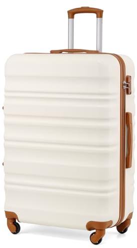 COOLIFE Large Suitcase 28 Inch, Extra Large Hardshell Checked Luggage with TSA Lock, Smooth Wheels, Durable ABS+PC Travel Suitcase for International Flights Overseas Journey（Apricot White）