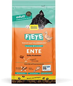 Fiete Soft Adult Ente | Weiches Trockenfutter für Hunde | 1kg | 60% Ente | Getreidefreies Hundefutter trocken | Hypoallergen | Monoprotein | Hohe Verträglichkeit | Made in Germany