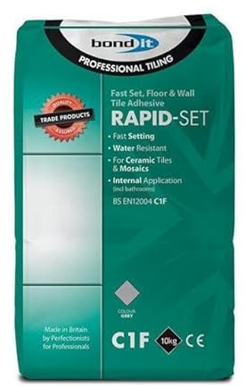 Bond It Rapid Set Tile Adhesive Rapid Floor Cement Wall Ceramic Bag Grey (10)