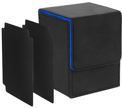 LEFOR·Z Deck Box con due Piastra di Partizione,Deck Box Magic con Capacità di 100 Carte Collezionabili,Magnetic Flip per Carte da Collezione MTG,TCG,Yugioh,Commander,Trading Card Games,Nero Blu