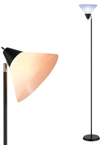 lianheng Lámpara de pie, lámpara de pie de metal con cuello de cisne ajustable, base de metal pesado, lámpara de poste de lectura para oficina, lámparas de pie para dormitorio(Negro)