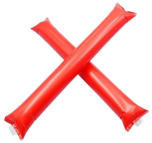 Pandiui23 Pack 30 Pares de Aplaudidores hinchables ruidosos de plástico. Artículos de Fiesta y animación. Palos cotillón Ideales para fútbol, Fiestas, cumpleaños, comunión (60, Rojo)