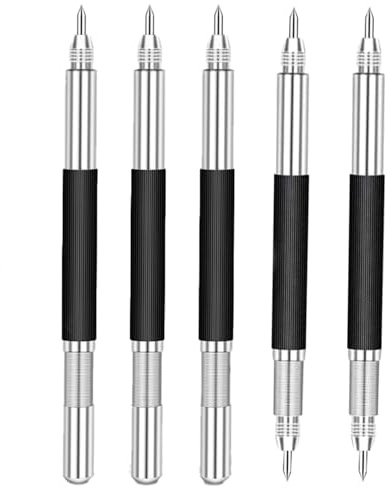 XIANFENGHU Double Head Tungsten Caride Scriber tool Engraving Pen Scribe Tool for Metal Glass Ceramic Jewelry Marble Tile Stone 5PCS