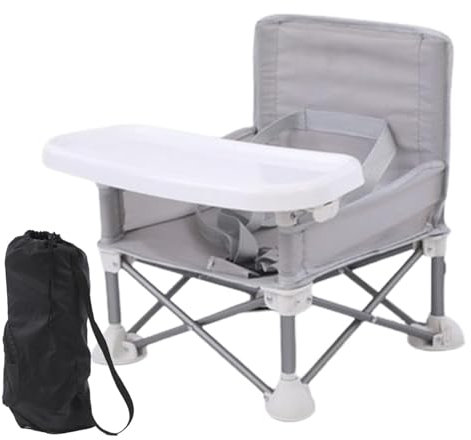 Silla De Camping Para Bebé Con Bandeja - Trona De Viaje Portatil, Plegable Con Asiento Elevador Para Playa y Comedor