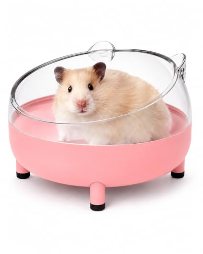 Meow&Woof Hamster sandbadbehållare, stor sandlåda toalett gerbil batheoom, liten chinchilla dammbadkar sandbadbox för hamsterbur tillbehör 16,5 cm – rosa