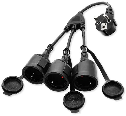 WIYETY Verlängerungskabel 3 Fach Steckdose: 3 in 1 Steckdosenadapter mit Flexible Kable, Mehrfachsteckdose Steckdose für Haus Büro Küche, 250V 16A, 1,5mm², Schwarz