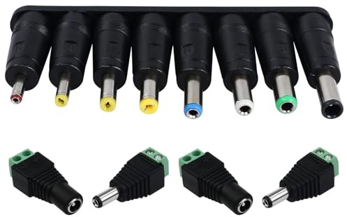 GTIWUNG 8 Pezzi Adattatore di Alimentazione DC Universale da 5,5x2,1mm Connessione CC Femmina a Maschio Adattatore Jack Connettore, DC Barrel Connettore, 2 Paia Connettori di Alimentazione DC