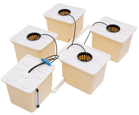 Wiyuer 5 Pot Hydrokultursystem 11L DWC System Hydroponic Bucket Kit Indoor Vegetable Planter Hydroponik Anzuchtsystem für Gemüse Obst in Gewächshäusern Gärten Balkonen