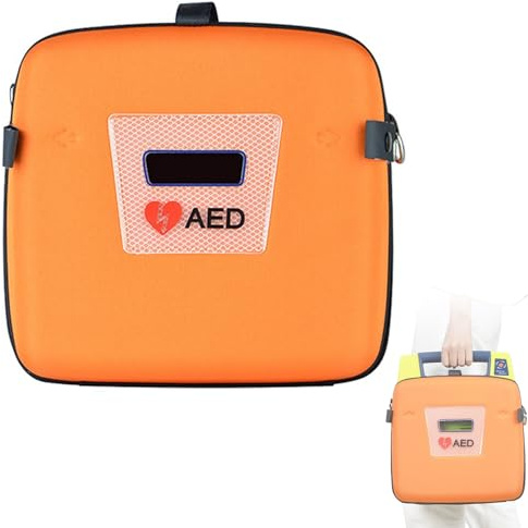 Förvaringsväska for AED-defibrillator, bärbar förvaringsväska for AED, iögonfallande förvaringsväska for nödsituationer med justerbara axelremmar, design i två lager for hem och kontor