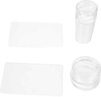 NIYANGLE 2set Stampini in Silicone Trasparenti per Unghie Raschietto per Manicure Strumenti di Nail Art Portatili per Uso Domestico Viaggio