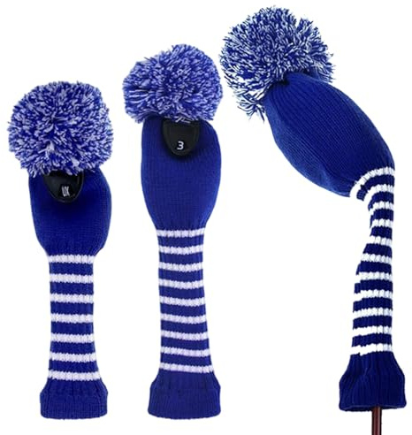 Golf Club Head Covers - Copri Teste Golf Per Legni E Driver,Set 3 Pezzi Protettori Sportivi A Maglia Adatti Uomini Donne Anziani Giovani