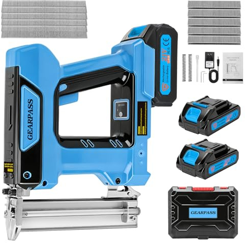 Cordless 18 Gauge Brad Nailer, 2-in-1 21V Nail Gun with 2×2.0Ah Batteries & Charger, Fast Nailing, Includes 1000 Nails for Woodworking, Trim & Home Projects