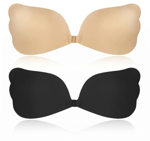 Stycizom Soutien-Gorge Auto-adhésif en Silicone sans Bretelles 2 Paires, Réutilisable, Invisible, Respirant, Push-Up – Parfait pour Robes Dos-Nu, Robes de Soirée et Tenues Décolletées