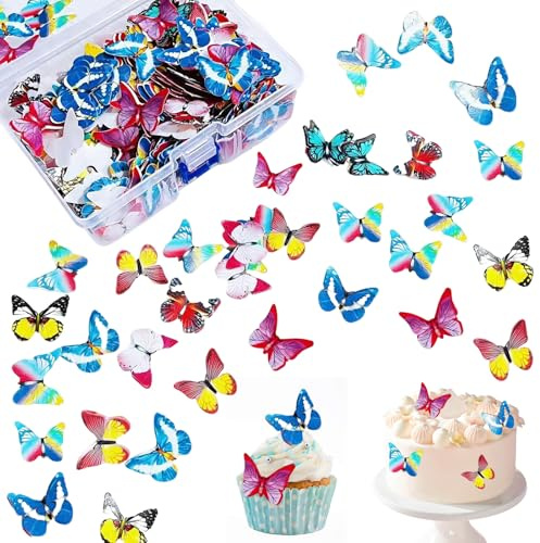 Farfalle Decorative torta,100 Pezzi Decorazione per Torta,Farfalla Cupcake Toppers,Decorazioni per Cupcake a Forma di Farfalla,per La Decorazione Della Torta di Compleanno di Nozze