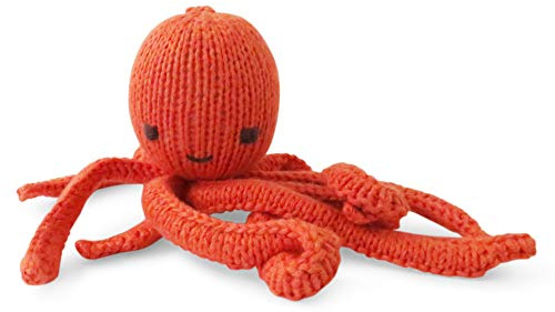 Hand-Knitted Plüschtier Octopus aus Bio-Baumwolle (orange)
