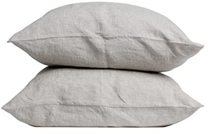 My Linen Home Kissenbezug 80x80 Leinen 2er Set | Hochwertiger Kopfkissenbezug in Natur | 100% Stonewashed Leinen Bettwäsche | Made in EU | Antiallergisch & Hautverträglich