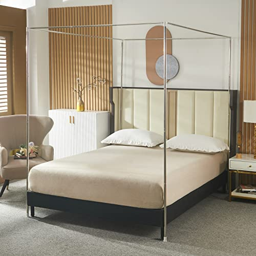 Beyeutao Cadre de lit en acier inoxydable pour lit super king size - 180 x 200 x 200 cm (l x L x H) - Poteau de moustiquaire à 4 affiches - Pour tente de jeu - Support extérieur ou intérieur