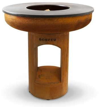 BonFeu BonBiza - Brasero Exterior - Acero - Jardineria - Brasero - Jardin - Estufa Exterior - Chimeneas Exterior Chimenea de Jardín Multifuncional (BonBiza Óxido XL Abra (98x98x100cm))