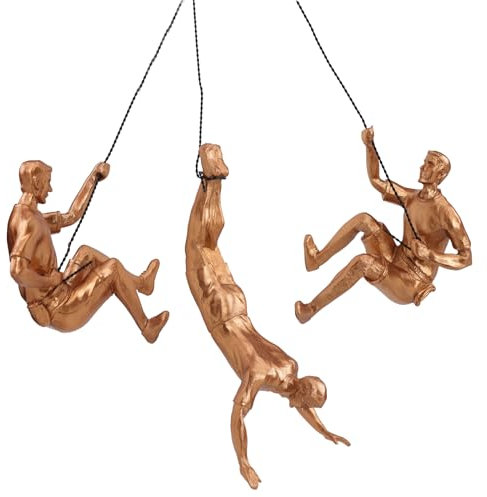 3 Stück Herren Klettermann Wandskulptur, Herren Wanddekoration Kunst Skulptur, Kupfer Wandkunst Skulpturen für Büro Heimdekoration