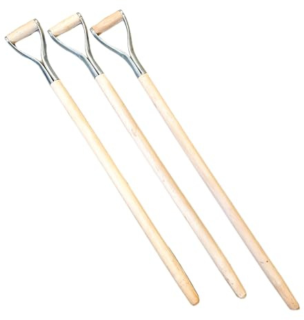 pokm toolsmarket - Holzstiele mit Metal, Schaufelstiel, Holzstiel, D Griff Für Spaten, Spatenstiel aus Bochenholz, Ersatzstiele Sehr Stark, Holzstiele für Gartengeräte - 3 STK.