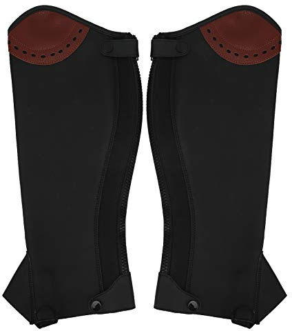 HERCHR Demi-Chaps, 2 Pièces Demi-Chaps en Cuir équitation Demi-Chaps Protecteur De Jambe pour Enfants Protection D'équitation(L)