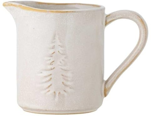 Bloomingville Jarra de leche de invierno, color blanco con árbol de Navidad, 145 ml