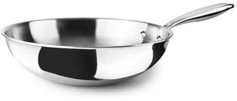 IBILI - Wok Triply Natural 30 Cm, Acero inoxidable, Apto para induccion, sin antiadherente